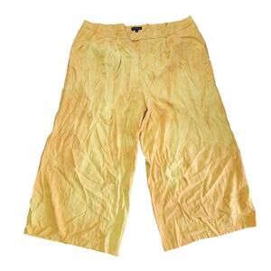 Eloquii Wide Leg Pleated Pants Plus Size 28 Palazzo Trousers Yellow Tie Dye